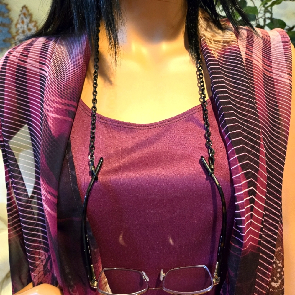 Black, Lightweight Eyeglass Chain, Unisex - Picture 3 of 3
